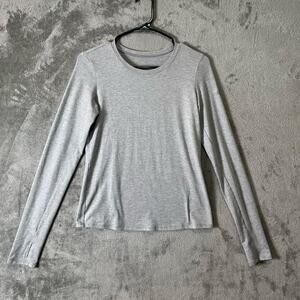 Alo Yoga Alosoft Finesse Long Sleeve Top Light Gray Heather Grey Small